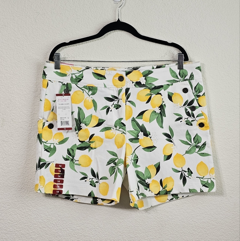 Isaac Mizrahi Shorts Womens 14 Summer Citrus 5" Inseam Tailored Short w Pockets